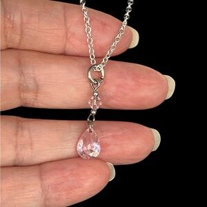 Silver wire Crystal Pendant Necklace